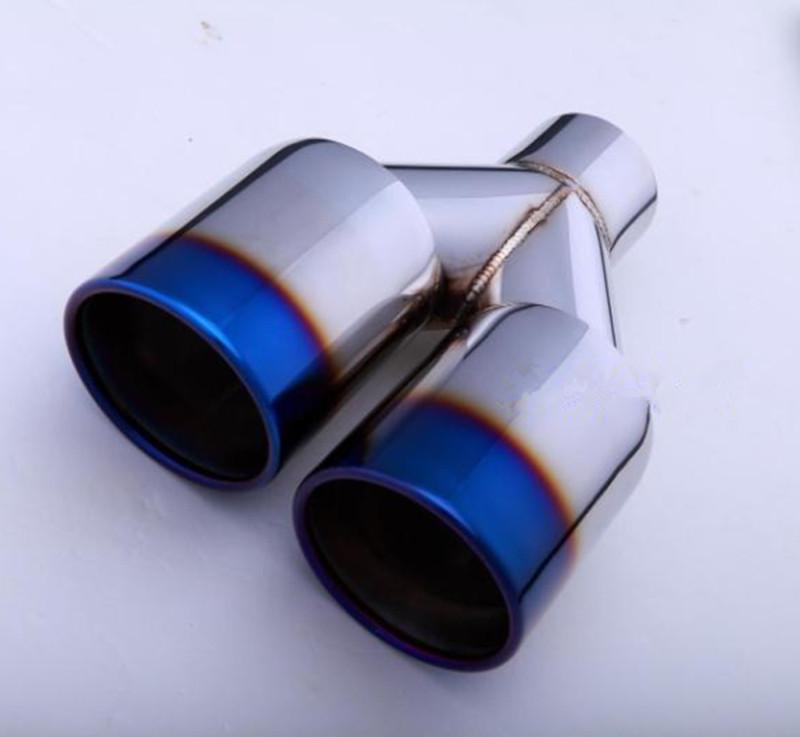 2pcs for universal car titanium burn tip dual exhaust muffler silencer 