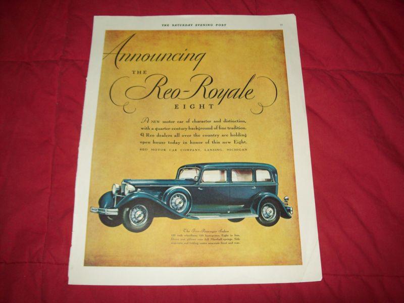 1931 reo car ad- royal eight