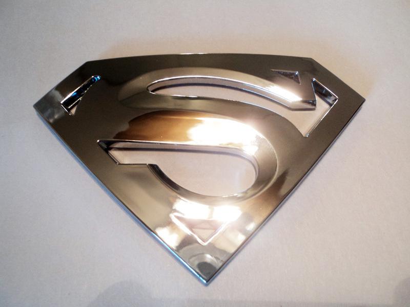 Superman chrome 3d fender emblem man of steel dc auto truck stick on adhesive