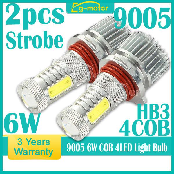 2x 9005 hb3 6w strobe car led fog day driving head light bulb with heat sink