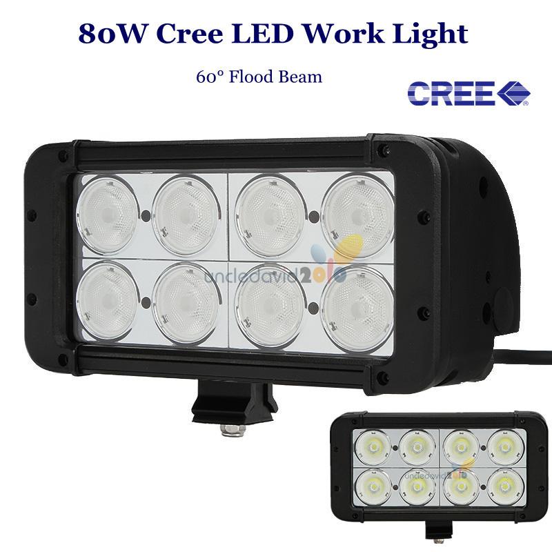 80w super bright cree led work light flood lamp offroad 4wd atv suv jeep truck