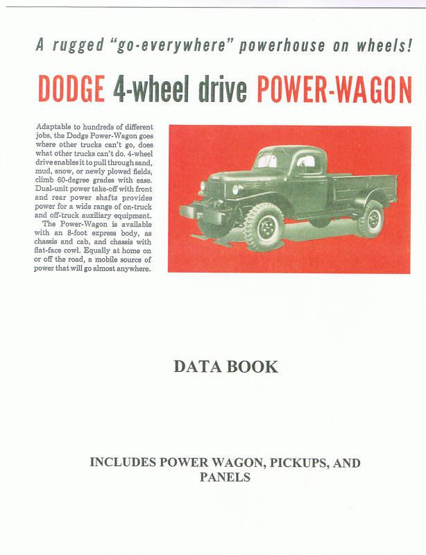 Dodge powerwagon  data  manual, (rare dealer item)unreserved!!