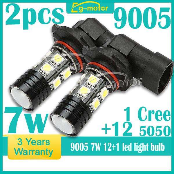 2x 9005 hb3 cree xp-e 7w car 12+1led 12v dc fog day driving head light bulb lamp