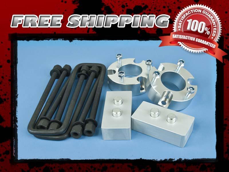 Silver aluminum coil spacer lift kit front 3.5" rear 3" block u-bolt 4x4 4wd fx4