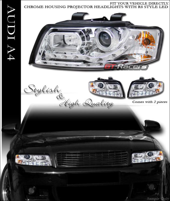 Euro chrome drl daytime led projector head lights signal 2002-2005 audi a4 s4 b6