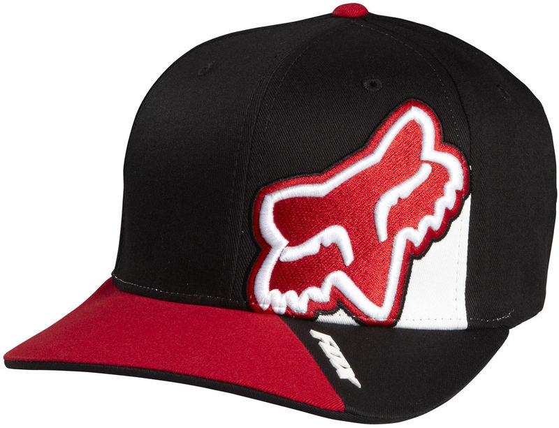 Fox lapse red fitted flexfit medium profile hat cap hats mx 2014 black white