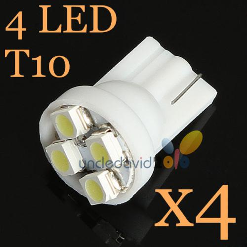 4x white 4smd led t10 168 194 w5w car interior light bulb side wedge lamp