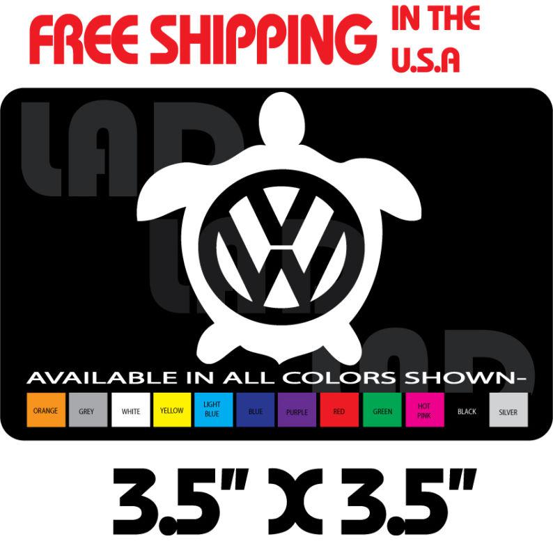 2- vw turtle decal sticker 3.5"x3.5" bus eos jetta beatle hawaii