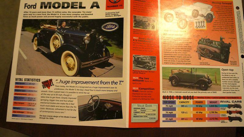 1928-1931 ford model a car spec sheet brochure