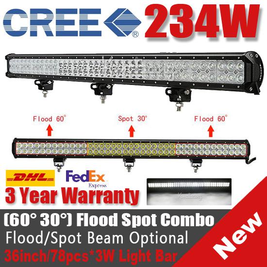 37" 234w cree led flood spot combo work light offroad driving lamp 4wd 18500lm