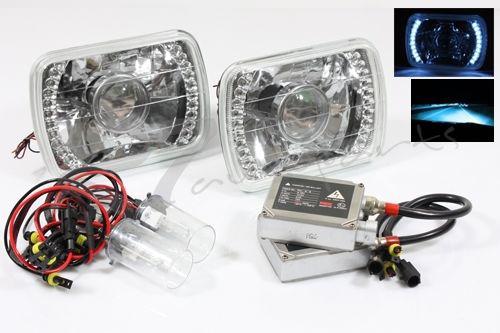 7x6 h6014/h6052/h6054 led white projector headlight+10000k blue hi/low hid combo