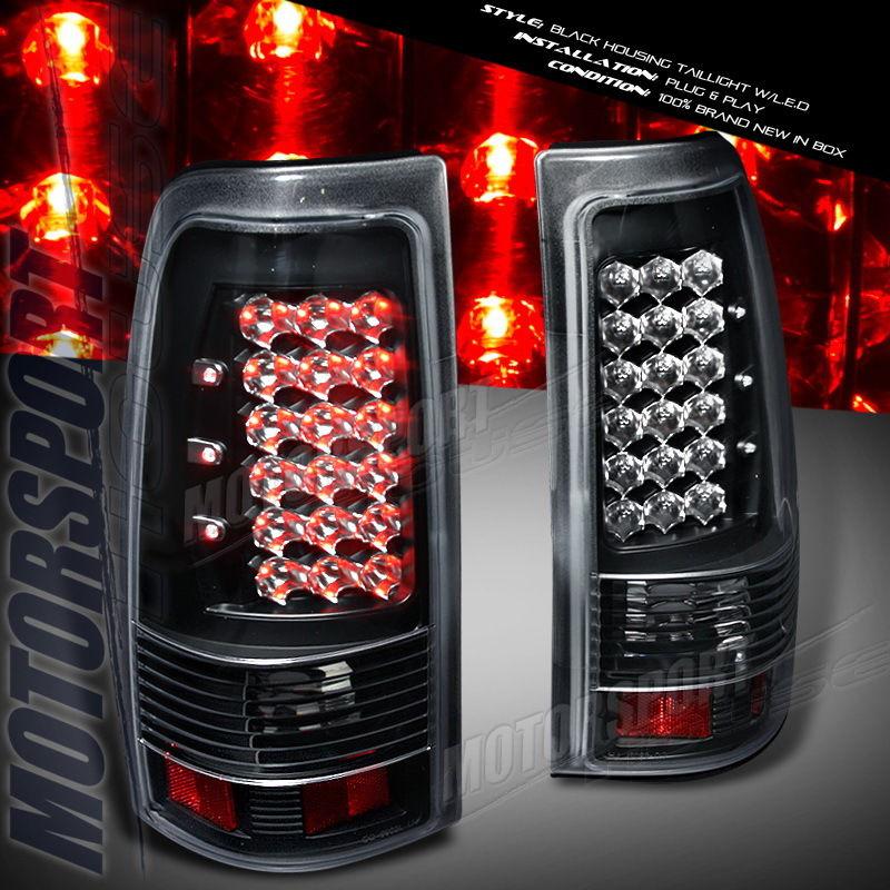 99-02 chevy silverado/gmc sierra ls lt euro black red led tail lights assembly 