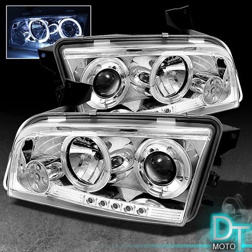 06-10 dodge charger dual halo projector led headlights lamps lights left+right