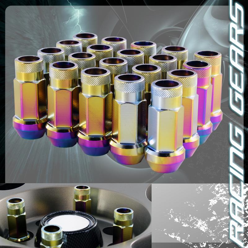 Anodize rainbow m12x 1.25mm wheel rim pitch thread extend open end tuner lug nut