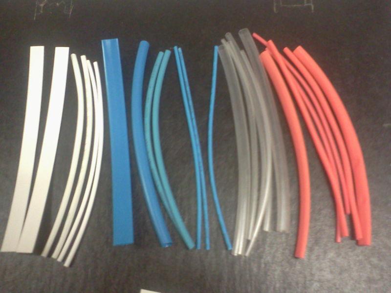 24 - 6" pc. heat shrink tubing  asort. blue red white clear car truck motorcycle