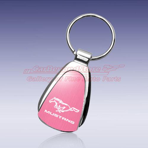 Ford mustang pink tear drop metal key chain, keychain, key ring, free sh + gift