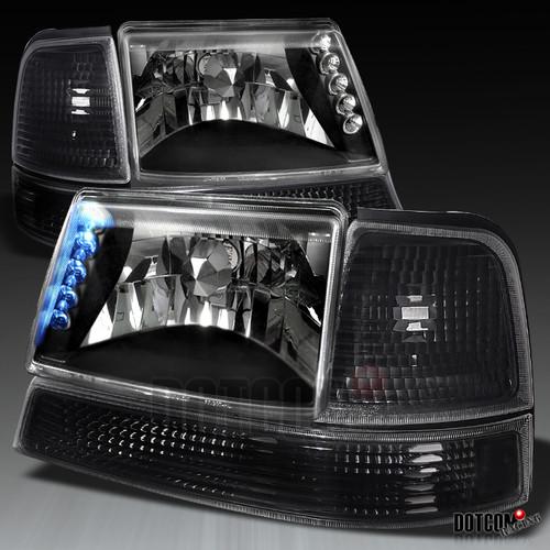 Ford 98-00 ranger led crystal headlights w/park corner black