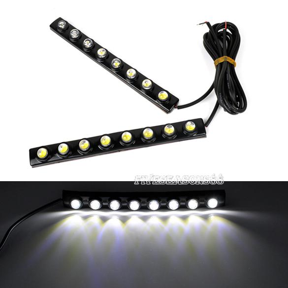 2x car diy 8 led drl drive daytime running light bar soft head bulb 12v fv88    