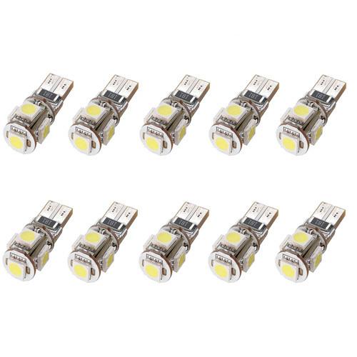 10x canbus t10 194 168 w5w 5050 5 led smd white car side wedge light lamp bulb