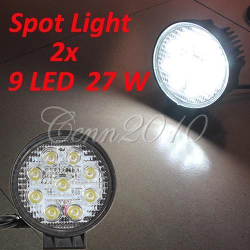 2 27w 9led round work spot beam lamp offroad light for truck suv jeep 4wd 4x4 