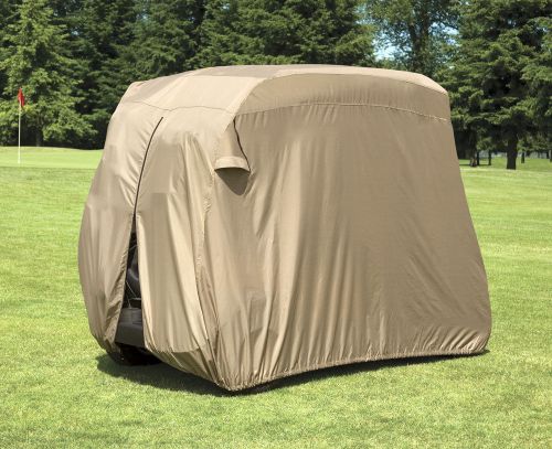 Armor shield golf cart slip-on cover 2 passenger in tan color