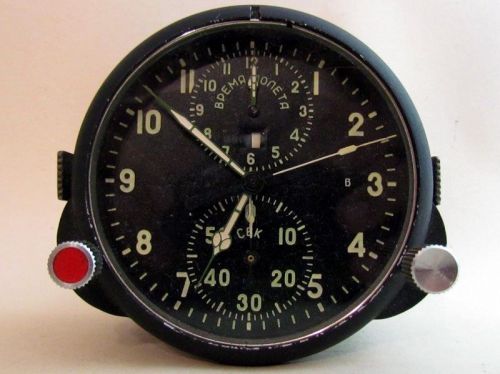 Achs-1 2 days military aircraft mig su cockpit ussr vintage clock chronograph