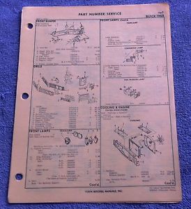 1968 68 buick electra lesabre parts manual - service guide illustrations numbers