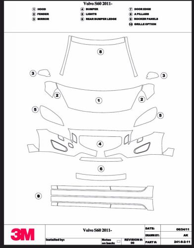 Volvo s60 2013 2012 2011 3m clear bra - bumper hood light fender mirrors