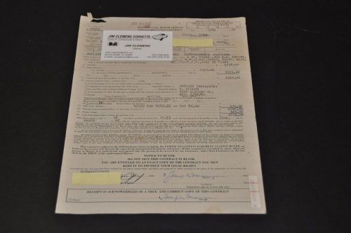 1962 corvette original sales contract #s106029 327/340 4 speed metallic brakes