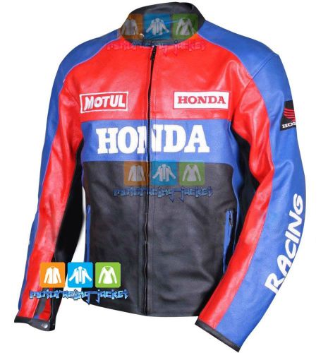 Men honda unbeaten motorcycle motogp racing leather jacket : xs to 6xl available