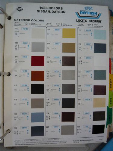 1986 nissan datsun world color dupont refinish paint chips 83-85 info