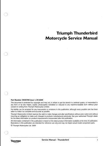 Triumph thunderbird workshop service manual 2009 - 2014 - pdf - searchable