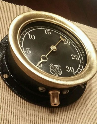 Large vintage ashcroft gauge black face