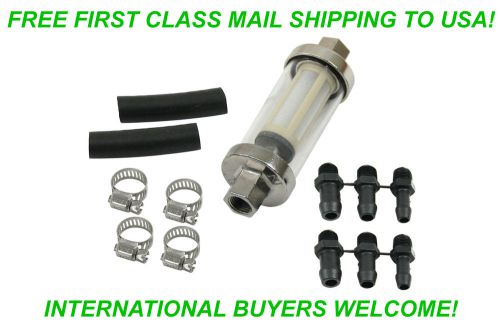 Empi 9065 glass in-line fuel filter 1/4&#034; 5/16&#034; 3/8 vw trike buggy bug ghia thing