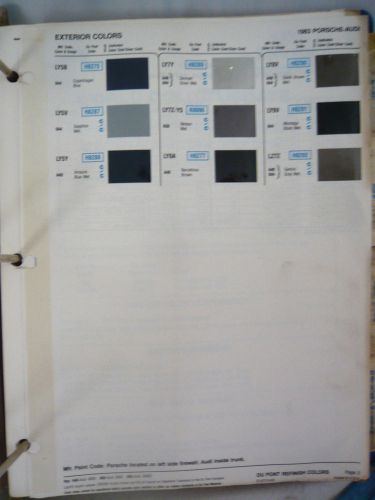 1983 porsche audi color chips world color sheet dupont refinish 82 info