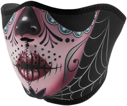 New zan headgear reversible sugar skull adult neoprene half-mask,red/purple