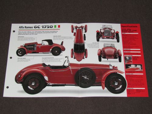 1929-1933 alfa romeo 6c 1750 (1932) car spec sheet brochure photo booklet