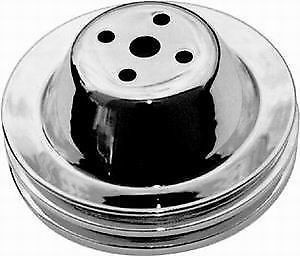 Rpc r9601 small block chevy chrome steel water pump pulley short double groove
