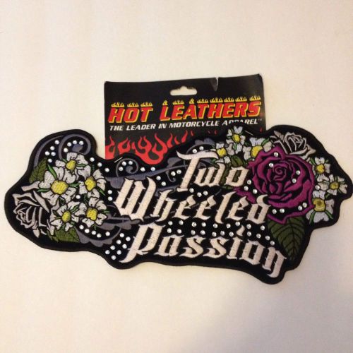 Motorcycle patch two wheeled passion women purple rose 12.5&#034; rhinestone floral