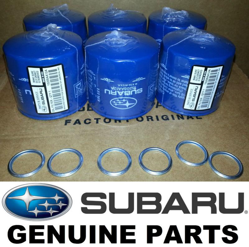 Oem factory subaru engine oil filter & crush gasket (6 pack) - 15208aa12a