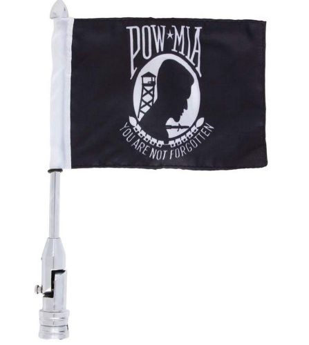 Diamond plate motorcycle flagpole mount and pow mia you are not forgotten flag