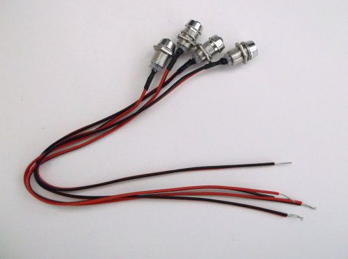 4 bbt brand vintage style 12 volt red led indicator lights in chrome bezel