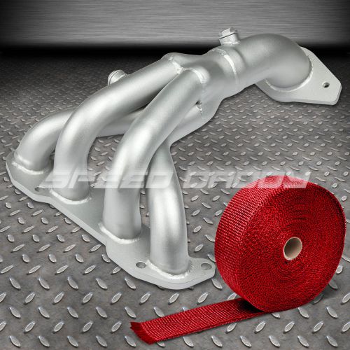 For 02-06 sentra spec v qr25de dohc ceramic coated exhaust header+red heat wrap