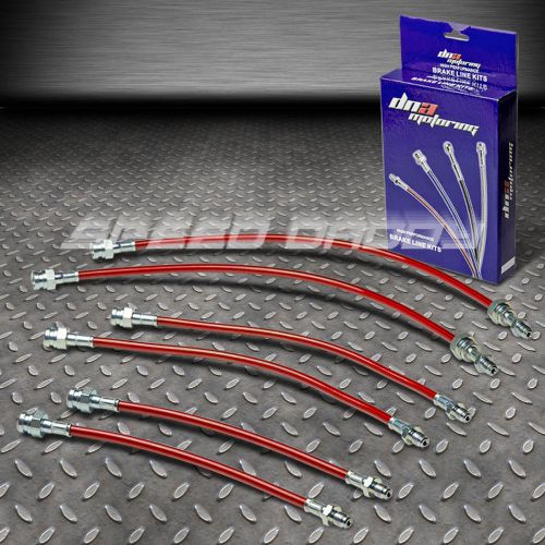 Front+rear stainless steel hose brake line/cable 84-85 mazda rx7 fb s3 13b red