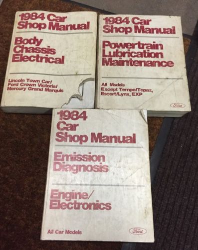 1984 ford car shop manual set of 3 body powertrain emission electrical repair e