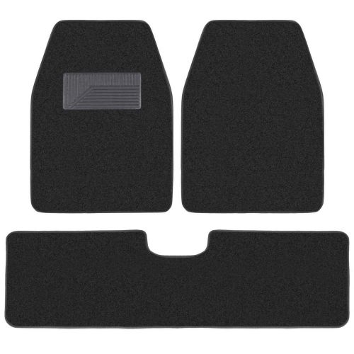 Set of 3 car floor mats - 2 front 1 rear liner black carpet for truck suv van