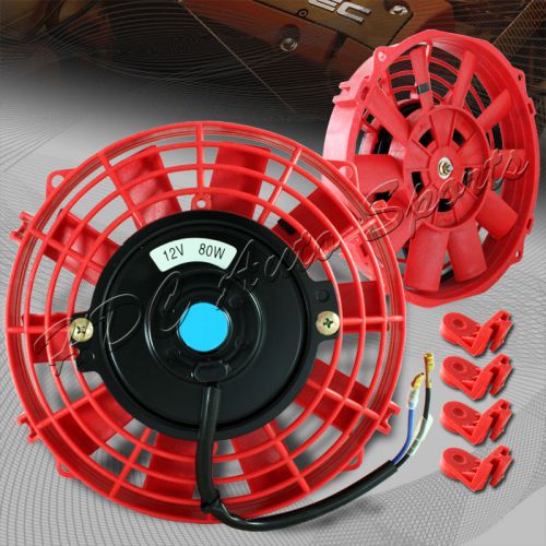 1 x 7&#034; red electric slim push pull engine bay radiator cooling fan universal 1