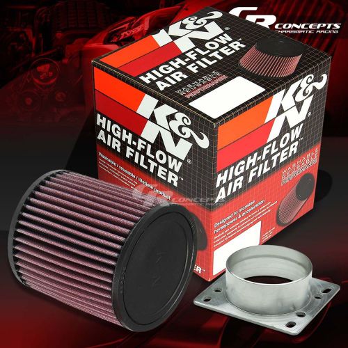 K&amp;n kn 3&#034;round 5&#034;straight rubber filter ru-2430+maf mass air flow sensor adaptor