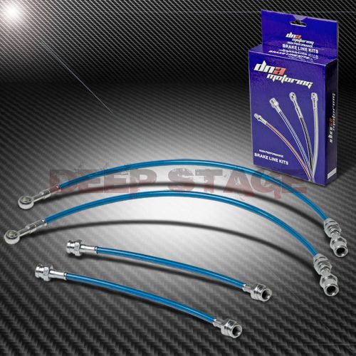 Stainless ss braided hose racing brake line 79-82 honda prelude sn ek drum blue