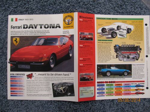 ★★ ferrari 365 gtb/4  daytona -  collector brochure -  specs info 1969 - 1973 ★★